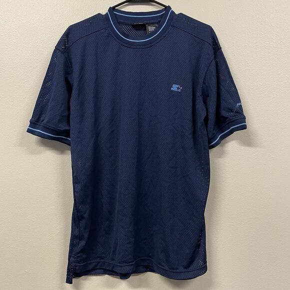 Vintage 90's Starter Athletic Mesh Varsity Mens M Short Sleeve Jersey Blue Shirt - Picture 1 of 10